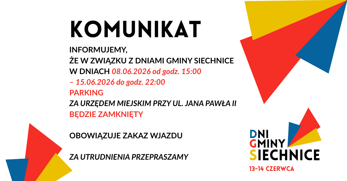 Komunikat o zamknięciu parkingu
